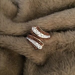 CLEARANCE!  Rose gold over silver bypass ring.